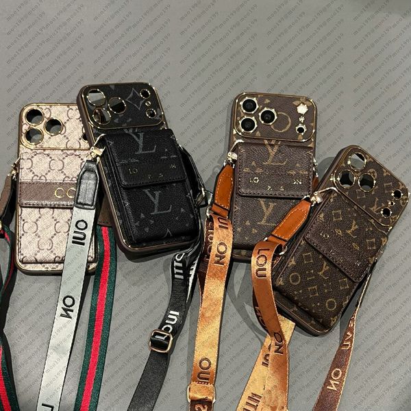 TOP Cross body Phone Case Designer iPhone Case For iPhone 17 Pro Max 16 ProMax 15 14 13 12 11 17 Air 15 Plus 16 Plus Case Card Holder Leather Caviar Quilted Wallet Case