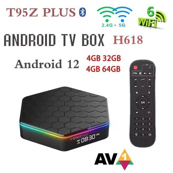 T95Z Plus Android12 WIFI 6 Smart TV Box Allwinner H618 Quad Core 6K HD BT5.0 4G/64G Media Player Fast Set Top Box PK T95
