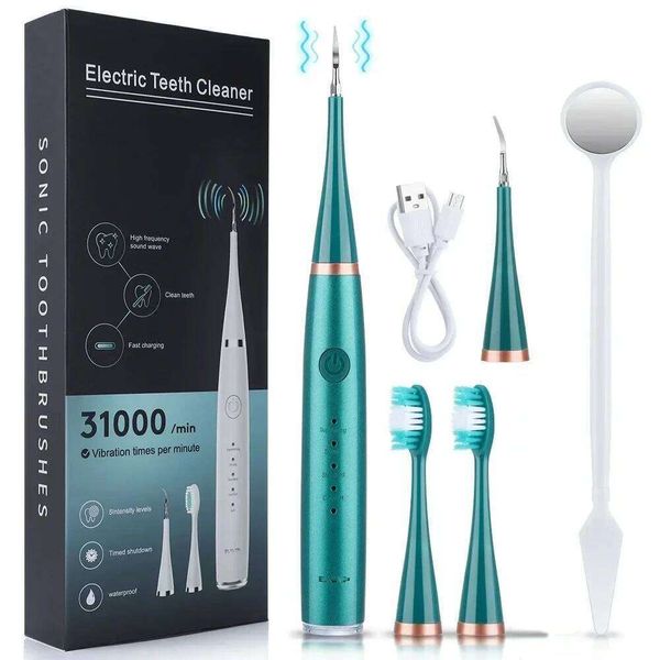 Sonic Electric Toothbrush 3-in-1 Tartar Removal Teeth Whitening USB Rechargeable with Replaceable Brush Heads for Dental Care