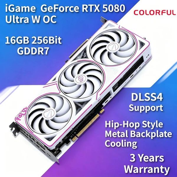 Original Colorful iGame Original NVIDIA GeForce RTX 5080 Ultra W OC 16GB 256bit GDDR7 GPU for Desktop Gaming Computer Components