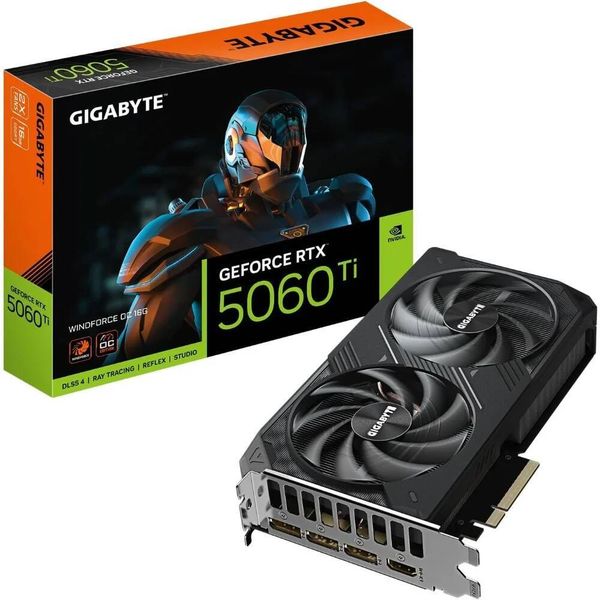GeForce RTX 5060 Ti WINDFORCE OC 16GB GDDR7 128-bit PCIe 50 Gaming Graphics Card with DisplayPort HDMI Video Output
