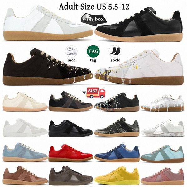 Designer gats sneakers German Army Trainer maison shoes MM6 replicas Men women casual paint painter splatters Grey Whitepvvr#