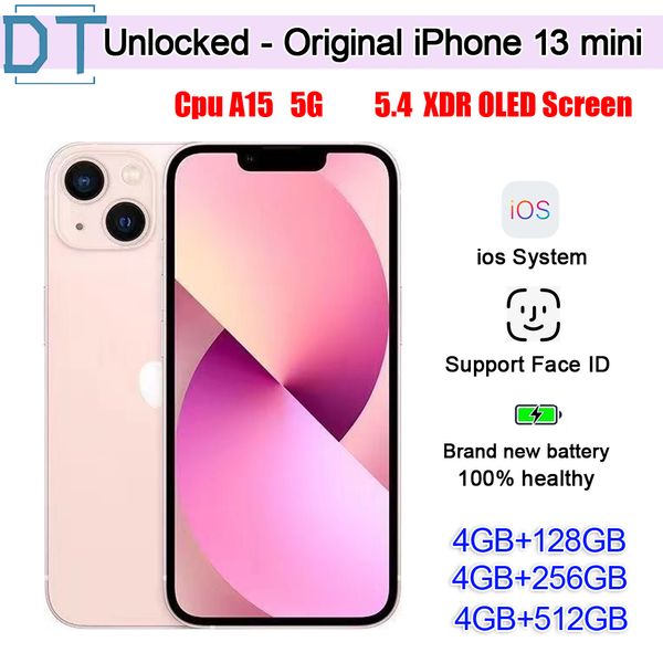 13mini Original Unlocked Apple iPhone 13 Mini Genuine RAM 4GB ROM 128GB 256GB A15 IOS Face ID NFC 5G Cell Phone Real Oled Screen
