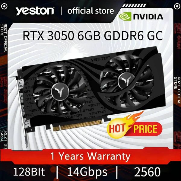 New NVIDIA GPU Yeston GeForce RTX 3050 GPU 6G GDDR6 DLSS2 Graphics Card Gaming Office AI Desktop Computer Accessories