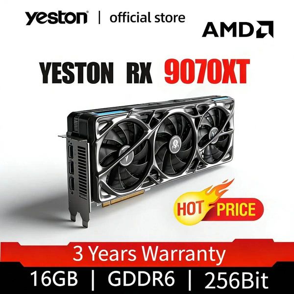 New AMD GPU Yeston GeForce RX 9070 XT GPU 16G GDDR6 FSR40 Graphics Card Gaming Office AI Desktop Computer Accessories