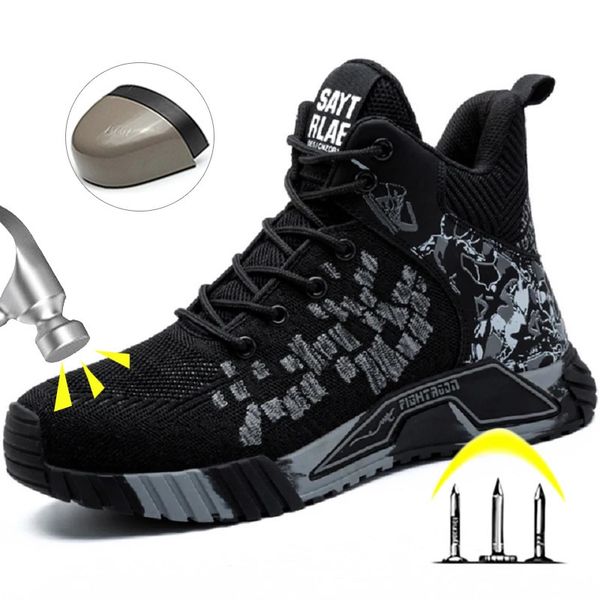High Top Protective Safety Shoes Men Steel Toe Work Shoes Men Women Work Safety Boots Anti Smash Safety Indestructible WorkBoots 260617BJ