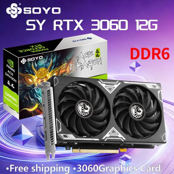 New Gaming Graphics Cards SOYO NVIDIA GeForce RTX 3060 12GB GDDR6 192Bit Desktop GPU Video Card PC Computer Components 3DP HDMI