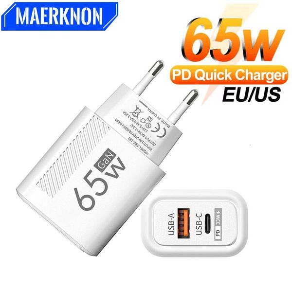 65W GaN USB Fast QC3.0 EU/US Plug Phone Adapter For iPhone Samsung Xiaomi Quick Charging Type C Wall Charger dsmythur