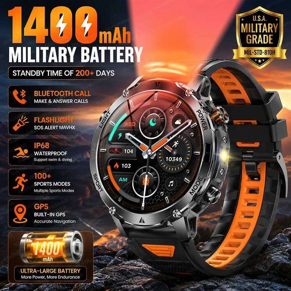 New 1400mAh Big Battery Smartwatch Men 1.7" AMOLED 200-Day Standby Swim Diving Waterproof GPS Tactical SOS Sport Watch 26Y0617