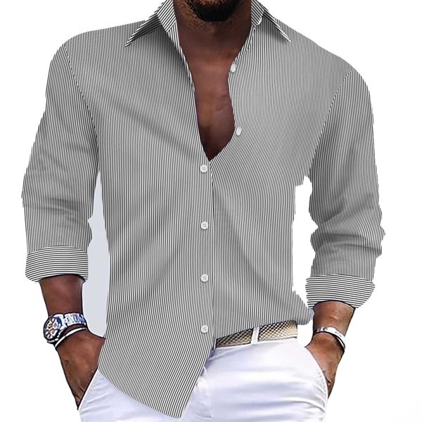 Men's Striped Polo Shirt in Cotton Blend