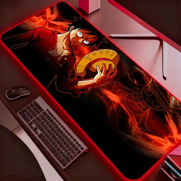 Piece One Luffy RGB Large Mouse Pad Gamer Keyboard LED Mousepad Pc Computer Desk Mat Gaming Pad Backlight Mouse Mats For LOL D260618