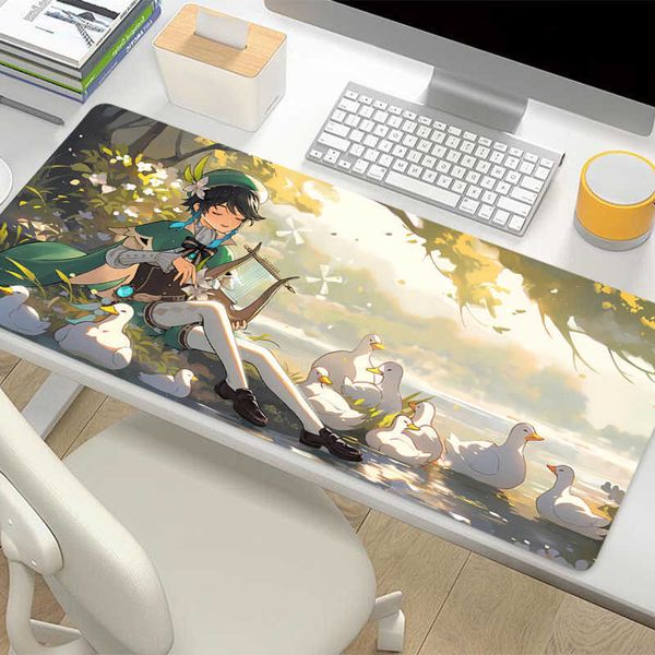 Impact Genshin Venti Mousepad Office Computer Desk Mat Keyboard Mouse Pad Cushion anti-slip Deskpad PC Anime game Large Mousepad D260618