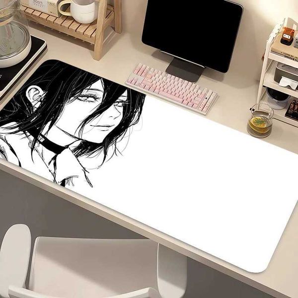 Pad Mouse Kawaii Gaming Accessories Computer Mouse Mat PC Gamer Black And Whit Keyboard Pad Chainsaw Man Reze Desk Mat Mousepad D260618