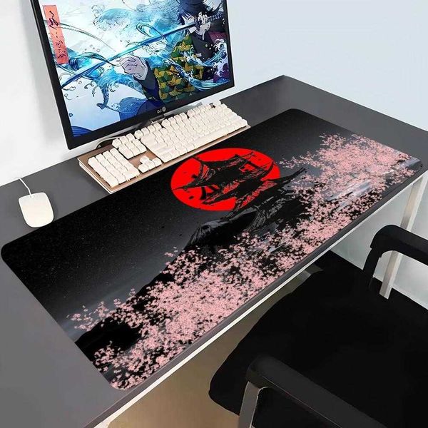Red Sakura Sun Pagoda Large Extended Desk Mat Anti-slip Rubber Mouse Pad With Stitched Edges For Gaming And Office Daily Use D260618