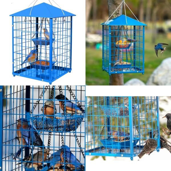 bird Feeders Squirrel-Proof 7 lbs Large Heavy Metal Caged Mealworms for Outside Weatherproof Wild Feeder 260617