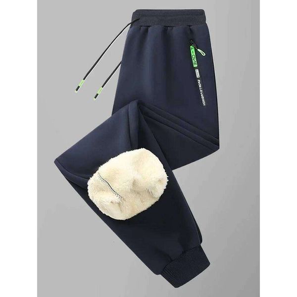 Winter Mens Sweatpants EU Thick Warm Fleece Lined Loose Joggers Sportswear Zip Pockets Casual Outdoor Track Pants Plus Size