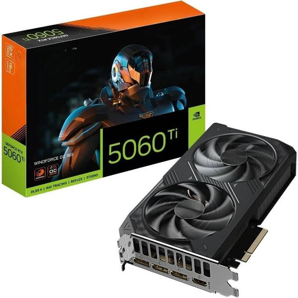 GeForce RTX 5060 Ti WINDFORCE OC 16GB GDDR7 128-bit PCIe 50 Gaming Graphics Card with DisplayPort HDMI