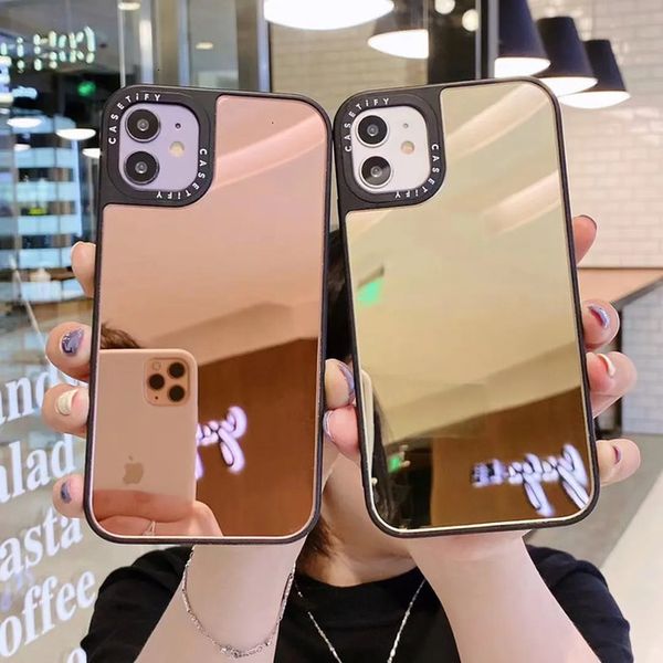 Durable Phone Case Fashion Brand Acrylic Mirror Cell Cases For Iphone 16Plus 16Promax Mini Pro Max X XS XR Plus Phone Case Protective Cover Soft Protective