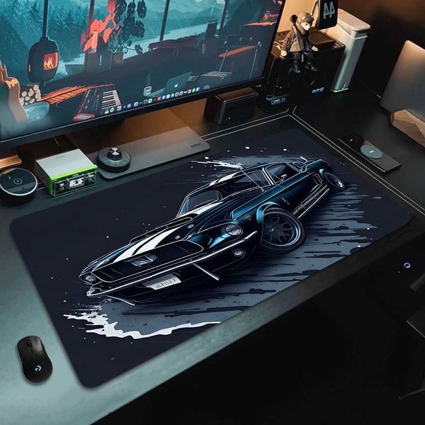Mustang Black Mouse Pads Cool Car Large Computer Office Game Table Mats XXL Anti-slip HD Gaming Keyboard Mousepads Long Desk Mat D260622