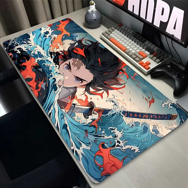 MousePad Anime Gamer New Large Custom Kamado Tanjiro Mousepad D-demon Slayer Desk Mat Office Computer Accessories Mouse Mat D260622
