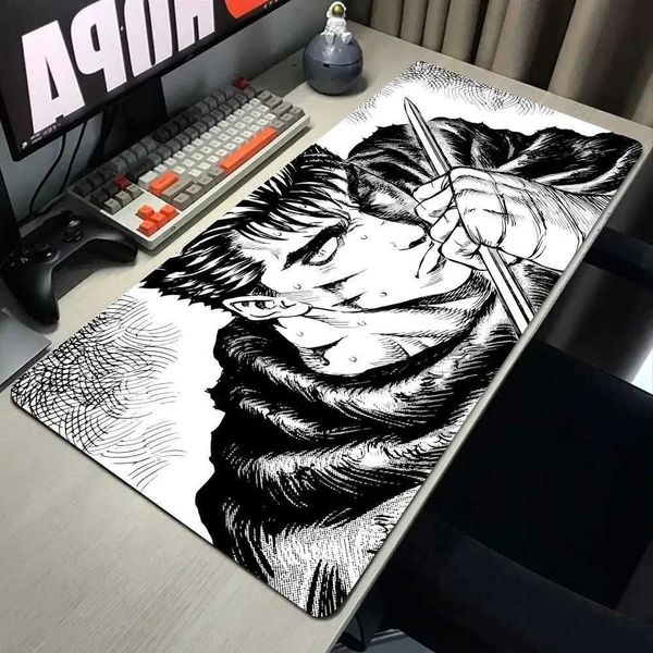 White Black Anime Mouse Pad Guts sword in berserk Gamer Mouse Mat Computer gaming Accessories Keyboard Laptop mouse Desk pad D260622