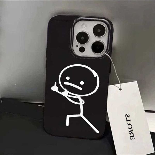 Cartoon Cute Matchman Black Phone Case For iPhone 16 11 12 13 14 15 Pro Max XR XS X 7 8 Plus SE2 16E Shockproof Soft Back Cover D260623