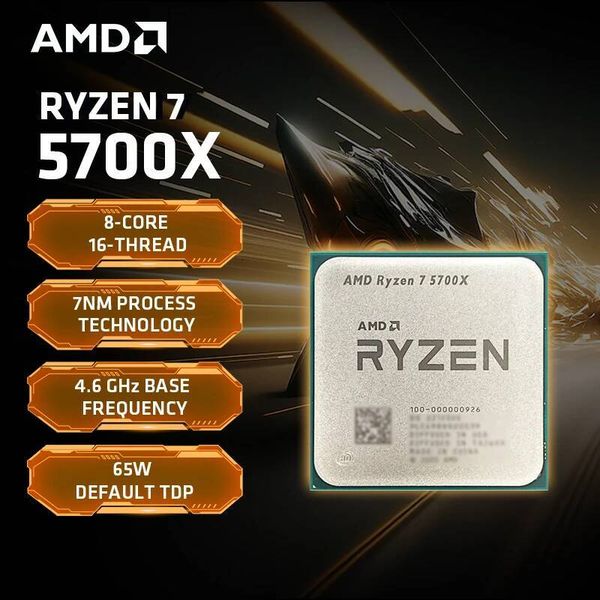 AMD Ryzen 7 5700X Processor 8 cores 16 Threads 46GHz 36MB Cache AM4 Socket TDP 65W Gaming CPU