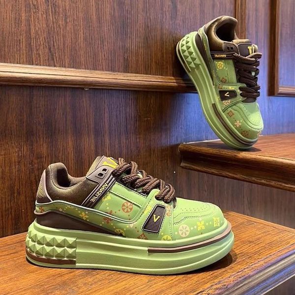 Designer Shoes Mens White Platform Sneakers Thick Sole Lace Up For Casual Street Style Daily Wear