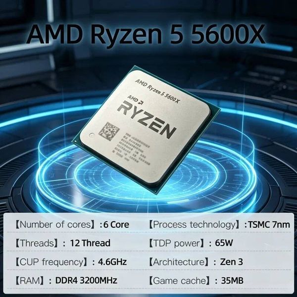 Blazing Unlocked AMD Gaming Desktop CPU Ryzen 5 5600X R5 5600X6-Core 12-Thread 46GHzSocket AM4 Without Package