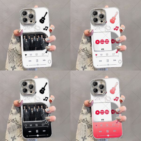 BTS Designer Phone Case Bt21 Kpop Album Luxury Phone Case New Song Gradient Phone Case For IP 16 Shockproof 15 Raised Camera Edge14 Anti Drop Protective Case