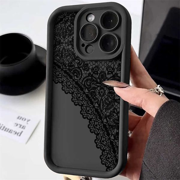 Lace Sexy Pattern in Black Phone Case For Samsung Galaxy S25 S24 S23 S22 Ultra Plus S21 FE A55 A54 A53 A52 A35 A25 A15 A14 5G D260624