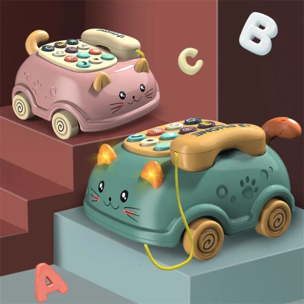 Toy Phones Montessori Electric For Children Cute Cat Education Telephone Sound Light Car Baby Toys 1 To 2 Years 003