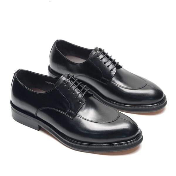 Classic Italian y Mens Elegant Black Dress Shoes Genuine Leather Lace Up Oxfords Business Social Footwear 260624BJ