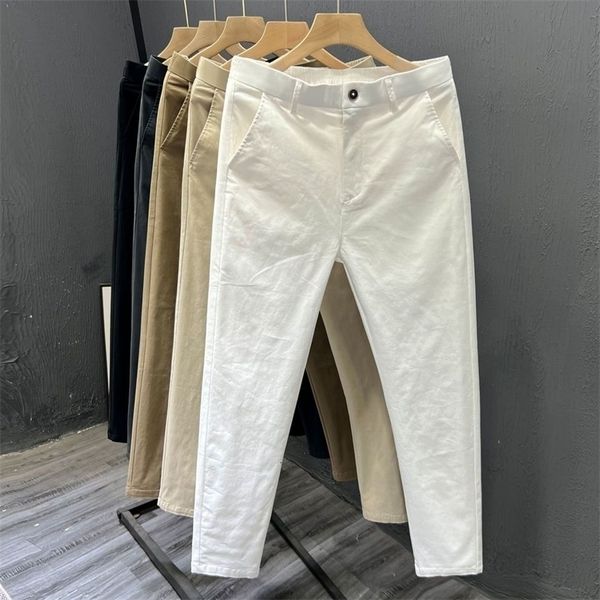 Mens Summer Thin Pants Straight Simple White Casual Man Clothing Trendy Slim-fitting Cargo Pants 260625