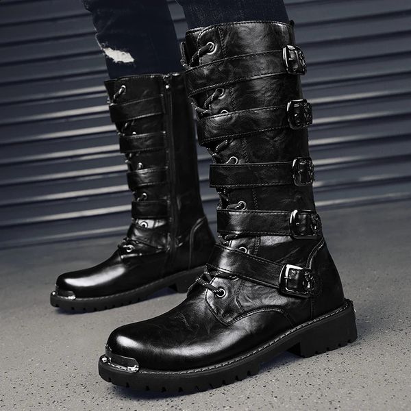 Stylish Knee High Motorcycle Boots for Men