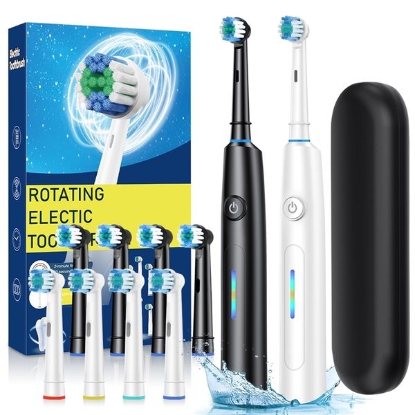 3D Rotating Electric Toothbrush 5 Modes USB Fast Rechargeable Rotary with Travel Case 4 Brush Heads w260626