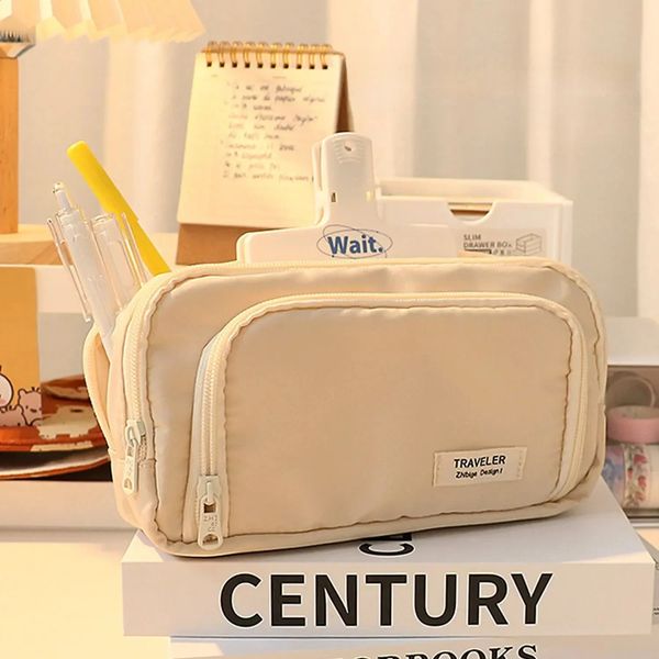 1pc Stationery Bag Pencil Case Large Capacity Pen Box Cosmetics Portable Gifts 260624BJ