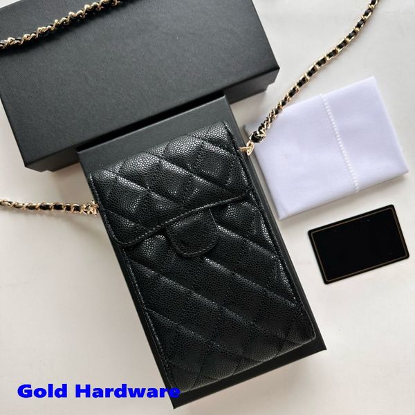 Designers Cellphone Bags for Women Chain Shoulder Genuine Leather 11X17CM Mini Phone Pouch Bag Purse Caviar Crossbody Top Quality Wallet