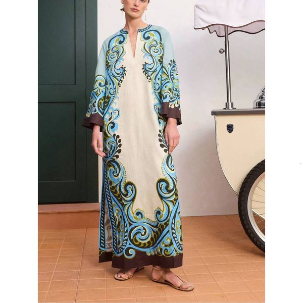 Australian niche brand Nathalia printed holiday-style tie-waist 2026 new holiday long dress
