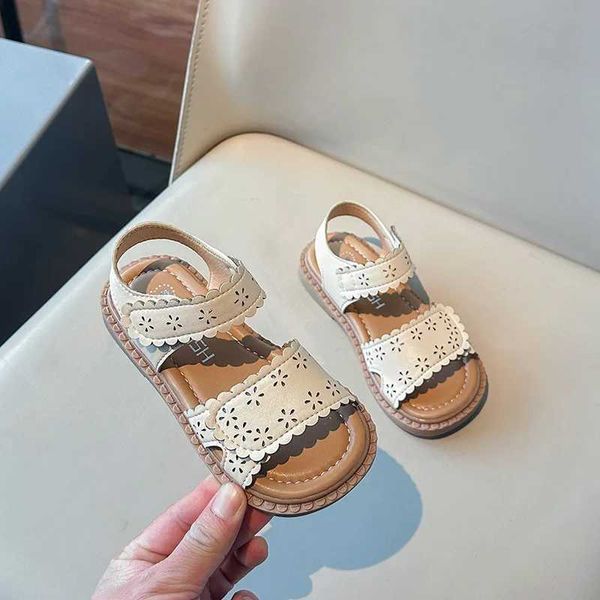 Fashion Girls Sandals Open-toed Shoes Summer Kids Soft PU Leather Beach Sandals For Girl Beige Brown Black Y260626HTKN