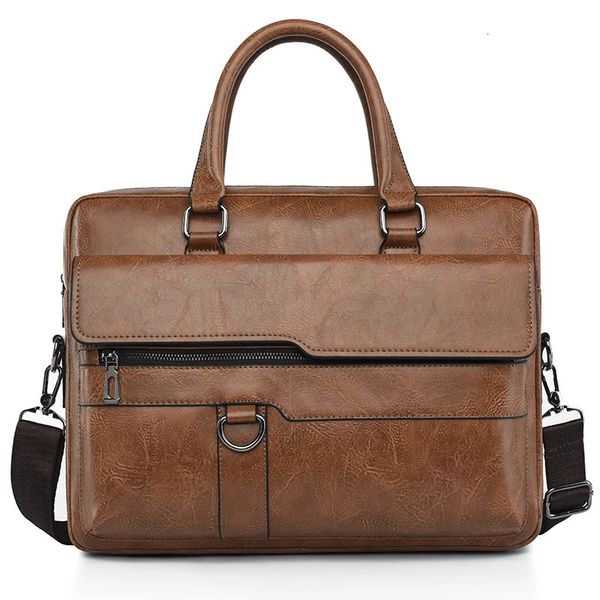 y Men Handbag Leather Man Briefcase for Laptop Messenger Men Leather Shoulder Bag Business Portfolio For A4 Document 260629