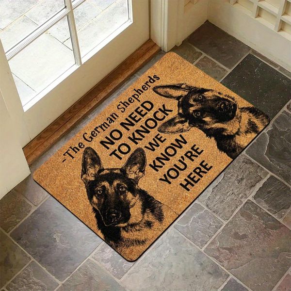 The German Shepherds No Need To Knock We Know You Re Here Printed Flannel Doormat For Front Door Pet Lover Home Decor Gift J261006