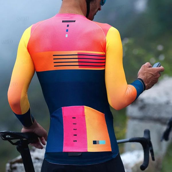 Team Thermal Fleece Cycling Clothes for Men Long Sleeve Jersey Suit Outdoor Riding Bike Jumpsuits MTB Pants Winter Clothing