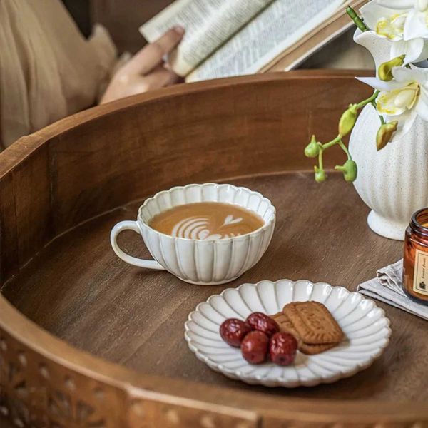 Vintage Pumpkin Coffee Mugs Cup and Saucer Set Japanese Ceramic Afternoon Tea Cup Espresso Cappuccino Latte Art Mug 230ml J261015