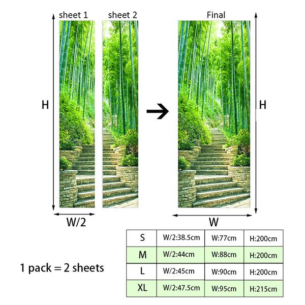 

3D simulation scenery entrance Wallpaper DIY wardrobe decoration wallsticker removable bathroom renovation door sticker