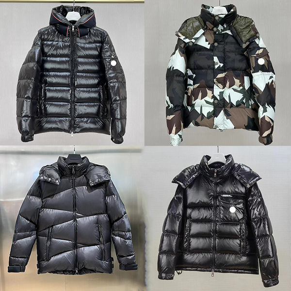 

Luxury Mens Down Jacket Embroidered Hooded Puffer Coat for Casual Winter Warmth, Style 46