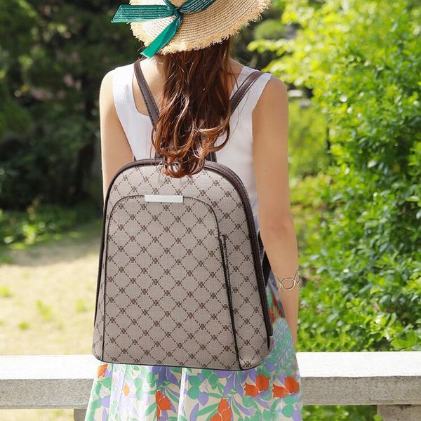 

Chic ladies casual backpack Joker leather shopping bag women's backpack classic print fashion women's bag casual backpack college style rhombic crossbody bag, Yellow
