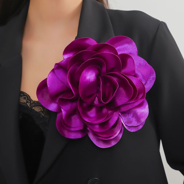 

Satin wedding flower brooch handmade oversized rose bridal brooch, Purple