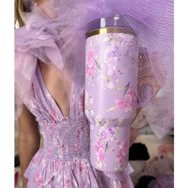 

Ship From USA 40oz TUMBLER Pink Rose Blue Magnolia Mug Holiday Stainless Steel Tumbler with Silicone Handle Lid and Straw Cups Mugs Target water bottles stanely, Yellow