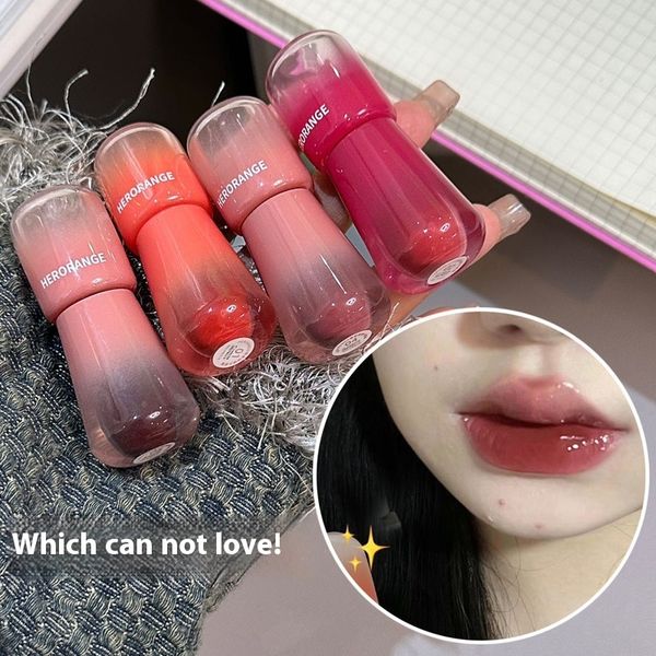 

HERORANGE Lip Gloss with lasting color moisture retention, not easy stick to cup water and mirror finish lip gloss, 01 # bobo orange